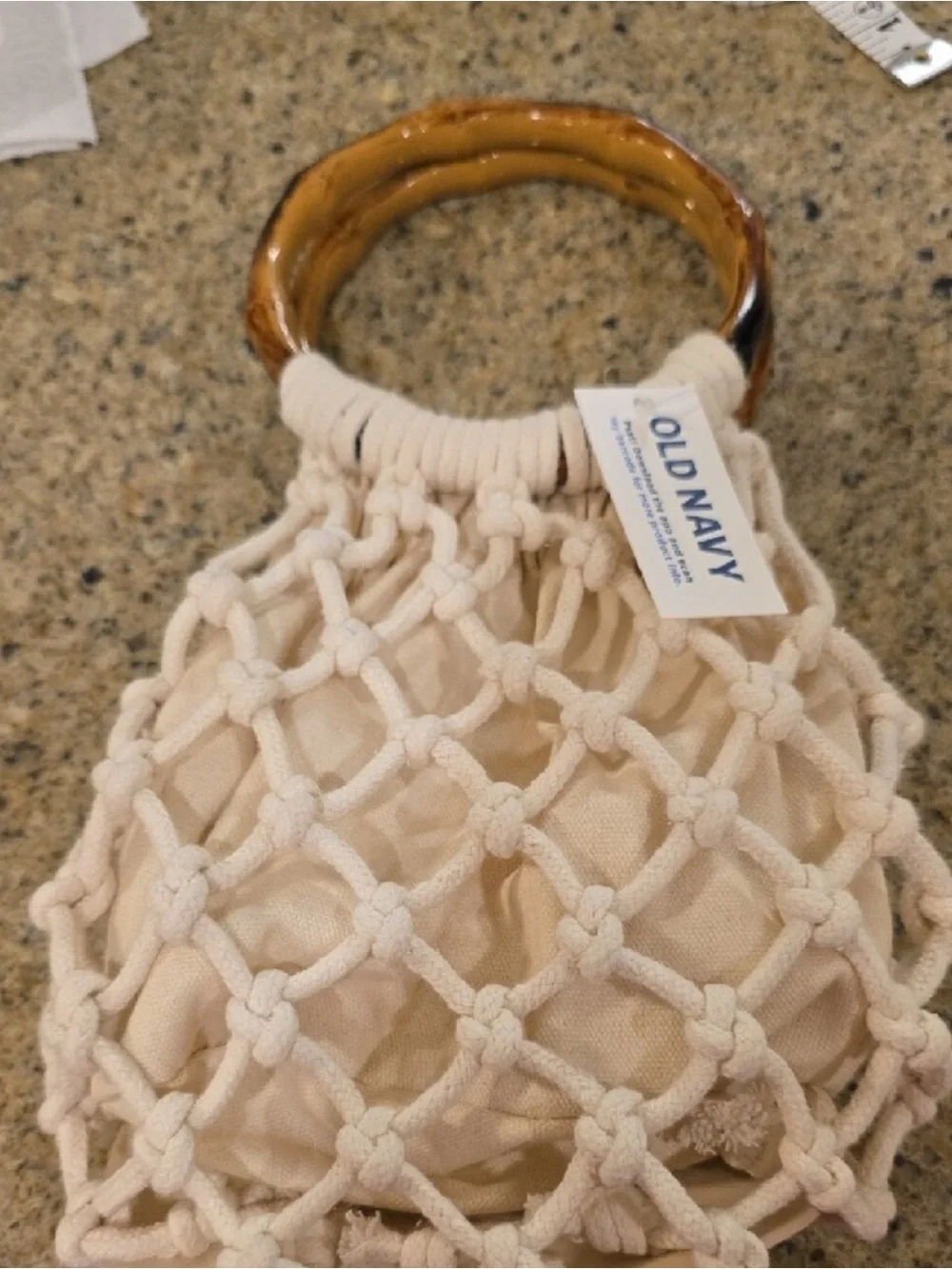 Old Navy Macrame Ring Handle Bag